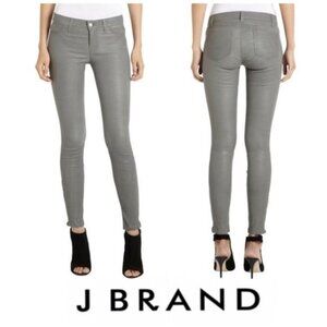 RARE J Brand Green/Grey Lamb Leather Ankle Zipper Mid Rise Jeans